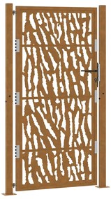 Πύλη κήπου 105x180 cm από διαβρωμένο χάλυβα με σχέδιο ίχνος - Καφέ