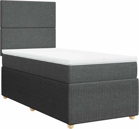 vidaXL Κρεβάτι Boxspring με Στρώμα Σκούρο Γκρι 90x200 εκ. Υφασμάτινο
