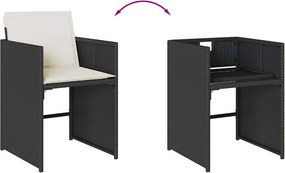 vidaXL Σετ Τραπεζαρίας Κήπου 15 τεμ Μαύρο από Συνθ. Ρατάν με Μαξιλάρια