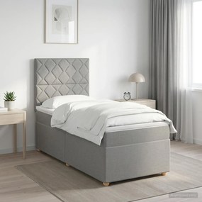 vidaXL Κρεβάτι box spring με στρώμα Ανοιχτό γκρι 80 x 200 cm Ύφασμα