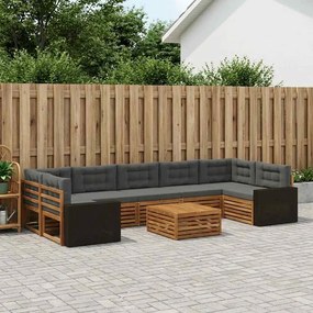 vidaXL Σειρά Καναπέ Εξωτερικού 8 pcs Φυσικό και Ανθρακί