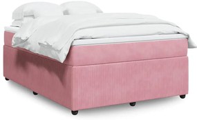vidaXL Κρεβάτι Boxspring με Στρώμα Ροζ 140x190 εκ. Βελούδινο