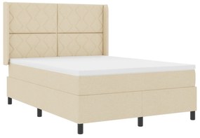 vidaXL Κρεβάτι με Ελατήρια και Στρώμα & LED Κρεμ 140x200 cm