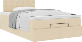vidaXL Οθωμανικό κρεβάτι με στρώμα Cream 120x200cm ύφασμα