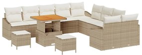 vidaXL Σετ Καναπέ Κήπου με μαξιλάρι 13 pcs Μπεζ Πολυ ράταν