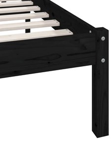 vidaXL Πλαίσιο Κρεβατιού Μαύρο 135 x 190 εκ. Μασίφ Ξύλο Πεύκου Double