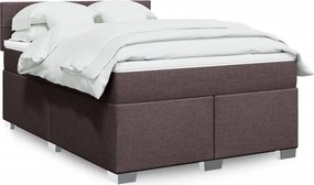 vidaXL Κρεβάτι Boxspring με Στρώμα Σκούρο Καφέ 140x190 εκ. Υφασμάτινο