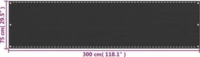 vidaXL Διαχωριστικό Βεράντας Ανθρακί 75 x 300 εκ. από HDPE
