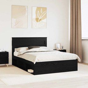vidaXL Σκελετός Κρεβατιού Μαύρη Δρυς 150 x 200 cm Επεξεργασμένο Ξύλο
