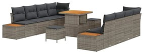 vidaXL Σετ Καναπέ Κήπου με μαξιλάρι 11 pcs Γκρι Πολυ ράταν