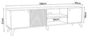 Έπιπλο τηλεόρασης Flipter pakoworld μελαμίνης sonoma-μαύρο 180x40x51εκ (1 τεμάχια)