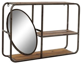 Ράφια DKD Home Decor Μαύρο Σκούρο καφέ Ξύλο Μέταλλο Καθρέφτης 73 x 19 x 50 cm