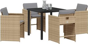 vidaXL Σέτ φαγητού για κήπο 5 pcs Μπεζ συνθετικό ρατάν