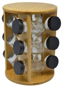 Βάση Μπαχαρικών Bamboo (Σετ 12Τμχ.) 806379 18x18x24cm Natural Ankor Glass,Bamboo