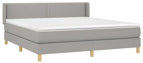 vidaXL Κρεβάτι Boxspring με Στρώμα Ανοιχτό Γκρι 180x200 εκ. Υφασμάτινο