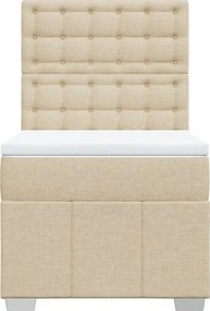 vidaXL Κρεβάτι Boxspring με Στρώμα Κρεμ 100 x 200 εκ. Υφασμάτινο