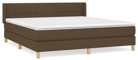 vidaXL Κρεβάτι Boxspring με Στρώμα Σκούρο Καφέ 180x200 εκ Υφασμάτινο