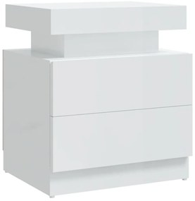 vidaXL Κομοδίνο Γυαλ. Λευκό 45 x 35 x 52 εκ. από Επεξεργασμένο Ξύλο