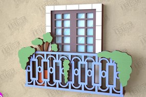 Σετ των 2 Intra απο ξύλο plywood 3mm-4mm πάχος - Διακοσμητικό Μπαλκόνι με στρώσεις | Διακόσμηση τοίχου Δίασταση 20x20 cm INTRAFABR-112089058