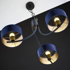 Κρεμαστό Πολύφωτο Arthur Φ65cm Μαύρο με Μπλε Ύφασμα