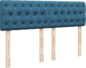 vidaXL Κρεβάτι Boxspring με Στρώμα Μπλε 160x200 εκ. Βελούδινο
