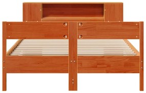 Κρεβάτι Βιβλιοθήκη Χωρίς Στρώμα 150x200 εκ Μασίφ Ξύλο Πεύκου - Καφέ