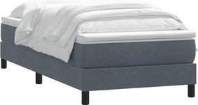 vidaXL Κρεβάτι Boxspring με Στρώμα Σκούρο Γκρι 80x220 εκ. Βελούδινο
