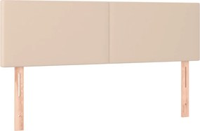 vidaXL Κρεβάτι Boxspring Στρώμα&amp;LED Καπουτσίνο 140x190 εκ. Συνθ. Δέρμα