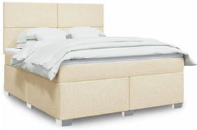 vidaXL Κρεβάτι Boxspring με Στρώμα Κρεμ 180x200 εκ. Υφασμάτινο