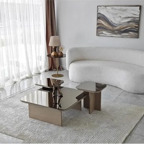 Stewehome Σετ τραπεζάκι σαλονιού με καθρέφτη ορθογώνιο μοντέρνου στιλ Μπεζ