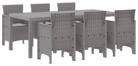 vidaXL Σέτ φαγητού για κήπο 7 pcs Ανοιχτό γκρι Rattan Polt