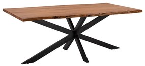 Τραπέζι Montana Superior HM8716.11 200x106x77cm 4cm Μασίφ Ξύλο Natural-Black Μέταλλο,Ξύλο