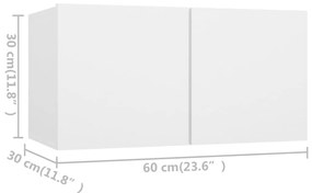 Έπιπλα Τηλεόρασης 4 τεμ. Λευκά 60 x 30 x 30 εκ. από Επεξ. Ξύλο - Λευκό