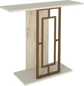 Κονσόλα Alderas Megapap χρώμα sandstone - travertine - χρυσό 90x29,6x76,8εκ.