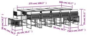 vidaXL Σετ Τραπεζαρίας Κήπου 15 τεμ Καφέ από Συνθ. Ρατάν με Μαξιλάρια