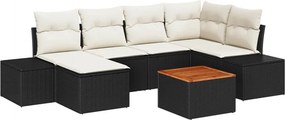vidaXL Σετ Καναπέ Κήπου 7 pcs Μαύρο και λευκό