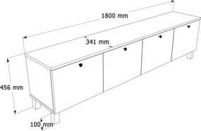 Έπιπλο Τηλεόρασης Λευκό / Δρυς ICRAS 180x34.1x45.6