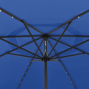 vidaXL Ομπρέλα Κήπου με LED Μπλε Αζούρ 400 εκ.