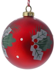 Χριστουγεννιάτικη Μπάλα Πλαστική Κόκκινη Με Γκι 8εκ. iliadis 81734