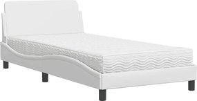 vidaXL Κρεβάτι με Στρώμα Dover Λευκό 100x200 εκ. από Συνθετικό Δέρμα