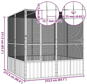 vidaXL Κλουβί Πουλιών Ανθρακί 213,5x217,5x211,5 εκ Γαλβανισμένο Χάλυβα