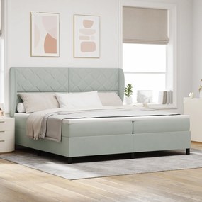 vidaXL Κρεβάτι με Στρώμα Light Grey 200x200 εκ. Βελούδο