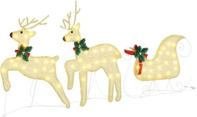 vidaXL LED Ελάφια 7 pcs Χρυσό ύφασμα