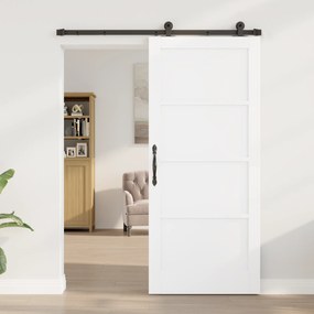 vidaXL Συρόμενη Πόρτα με Σετ Υλικών 'ORKDAL' Λευκή Συμπαγής Ξύλινη Πεύκη