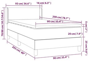 Κρεβάτι Boxspring με Στρώμα Λευκό 90x200εκ. από Συνθετικό Δέρμα - Λευκό