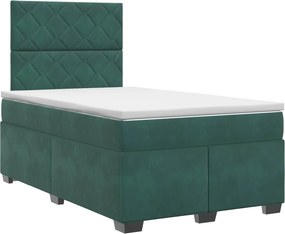 vidaXL Κρεβάτι box spring με στρώμα Σκούρο Πράσινο 120 x 200 cm