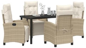 vidaXL Σέτ φαγητού για κήπο 5 pcs Μπεζ συνθετικό ρατάν