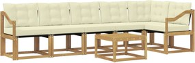 vidaXL Σειρά Καναπέ Εξωτερικού με μαξιλάρι 7 pcs Λευκό και Κρεμ