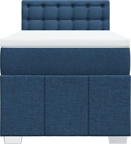vidaXL Κρεβάτι Boxspring με Στρώμα Μπλε 90x200 εκ.Υφασμάτινο