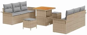 vidaXL Σετ Καναπέ Κήπου με μαξιλάρι 9 pcs Μπέζ και Ανοιχτό Γκρι